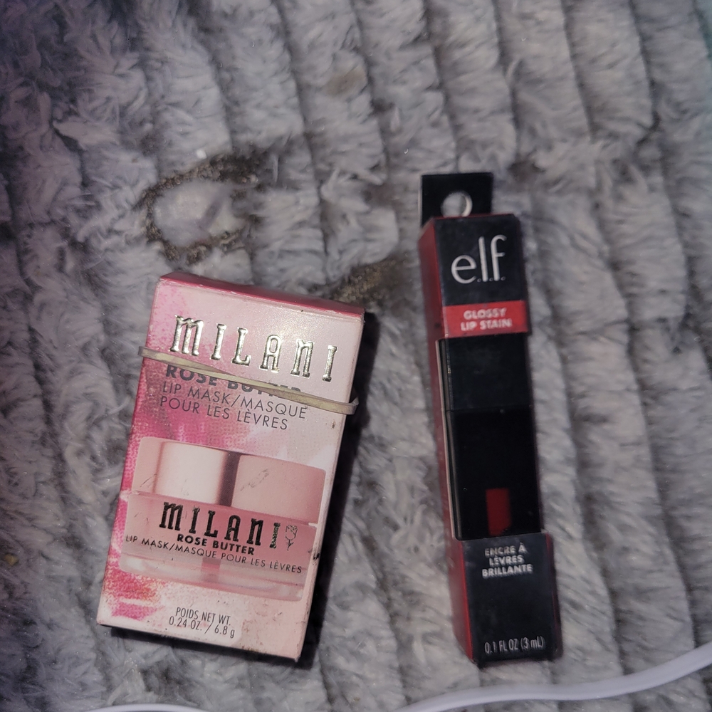 Milani Rose Butter Lip Mask and e.l.f. Glossy Lip Stain Set
